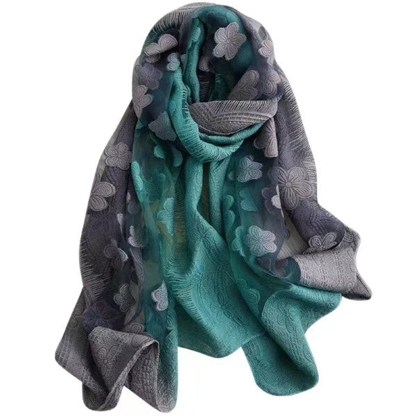 L'Artiste L'ARTISTE SCRF-POSIE SCARF shoe in teal multi with handcrafted leather design