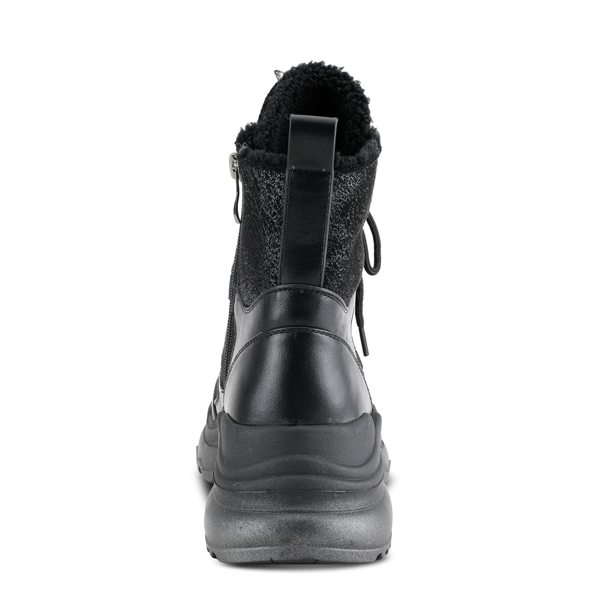 Azura Tahoe women's bootie in black multi with zipper detail and chunky sole