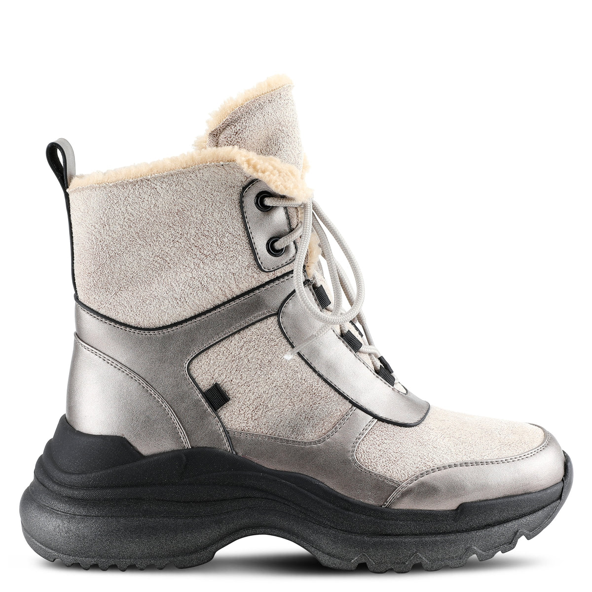 Azura Tahoe women's bootie in pewter multi with zipper detail and chunky sole