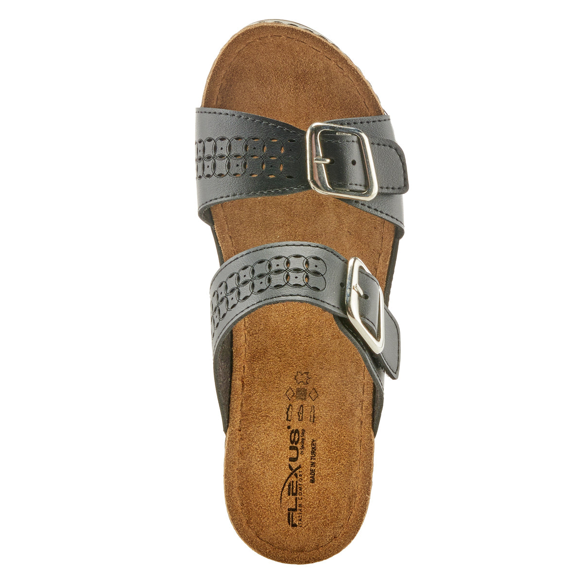 Flexus FLEXUS THRUME SLIDE SANDALS sandal in black with flexible sole