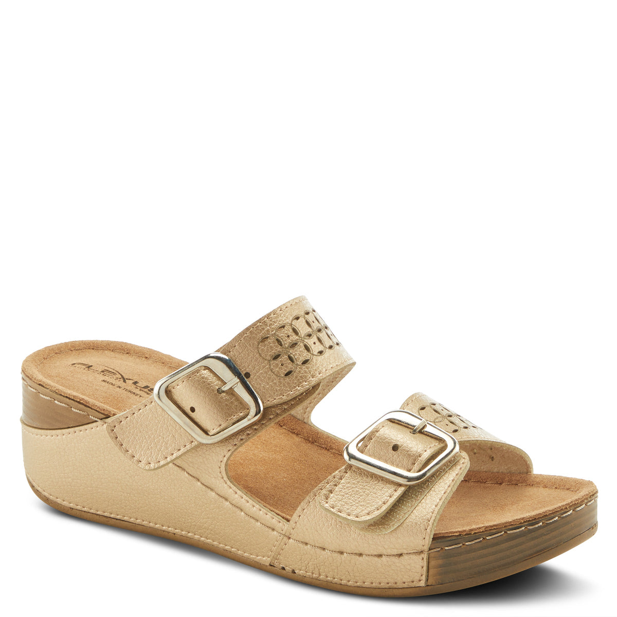 Flexus FLEXUS THRUME SLIDE SANDALS sandal in soft gold with flexible sole