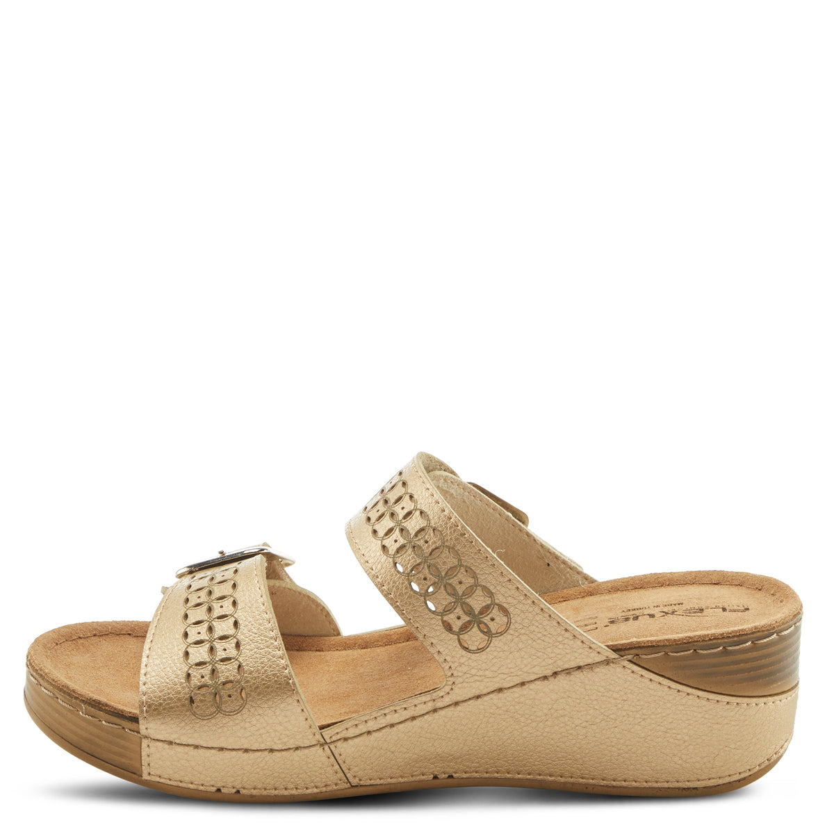 Flexus FLEXUS THRUME SLIDE SANDALS sandal in soft gold with flexible sole