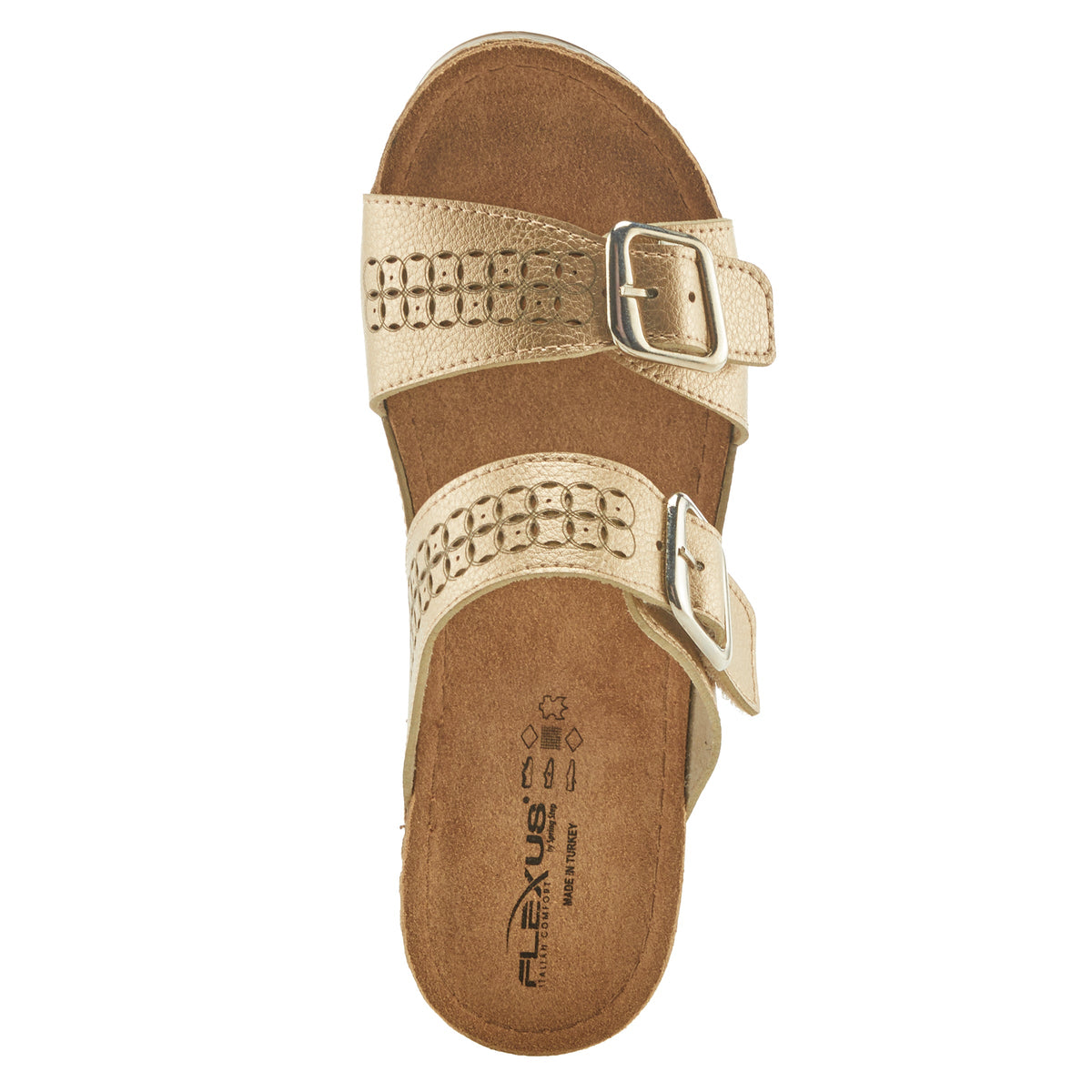 Flexus FLEXUS THRUME SLIDE SANDALS sandal in soft gold with flexible sole
