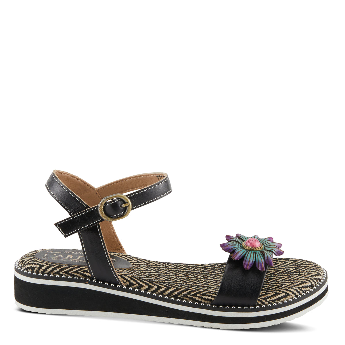 L'Artiste L'ARTISTE TILTON SANDALS sandal in black with handcrafted leather design