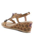L'Artiste L'ARTISTE WELLESTA T-STRAP SANDAL sandal in beige multi with handcrafted leather design