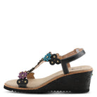 L'Artiste L'ARTISTE WELLESTA T-STRAP SANDAL sandal in black multi with handcrafted leather design
