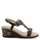 L'Artiste L'ARTISTE WELLESTA T-STRAP SANDAL sandal in red multi with handcrafted leather design