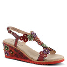 L'Artiste L'ARTISTE WELLESTA T-STRAP SANDAL sandal in beige multi with handcrafted leather design