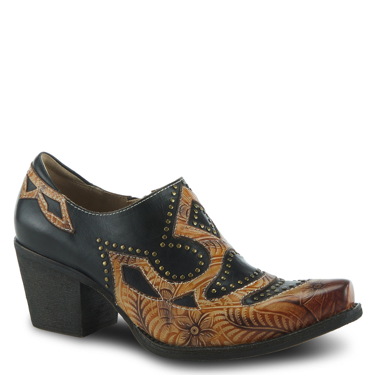 L'Artiste L'ARTISTE ZAPPA WESTERN SHOOTIE shoe in brown with handcrafted leather design