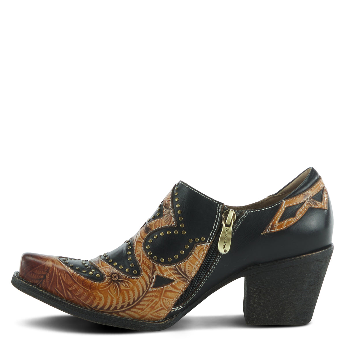 L'Artiste L'ARTISTE ZAPPA WESTERN SHOOTIE shoe in black multi with handcrafted leather design