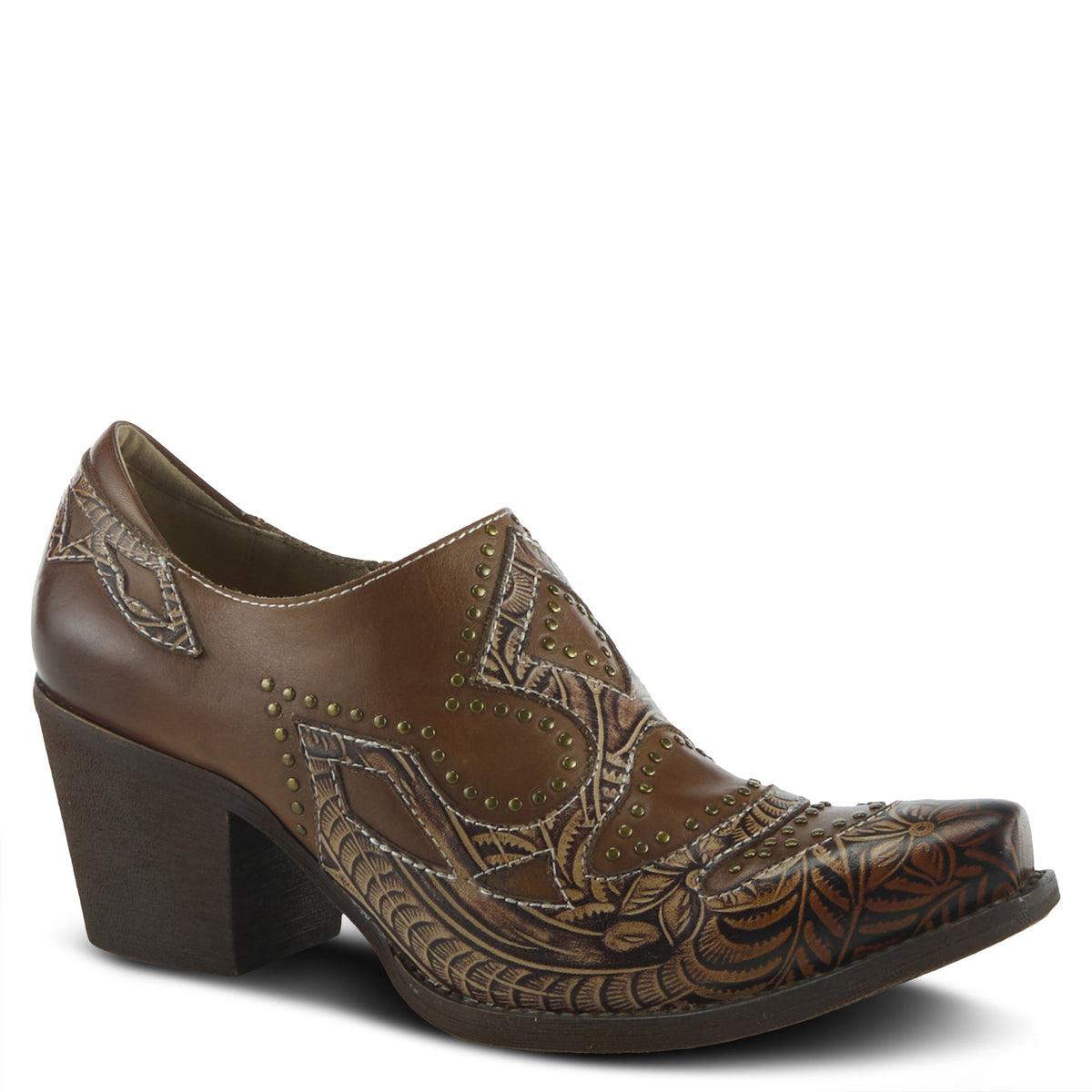 L'Artiste L'ARTISTE ZAPPA WESTERN SHOOTIE shoe in brown with handcrafted leather design