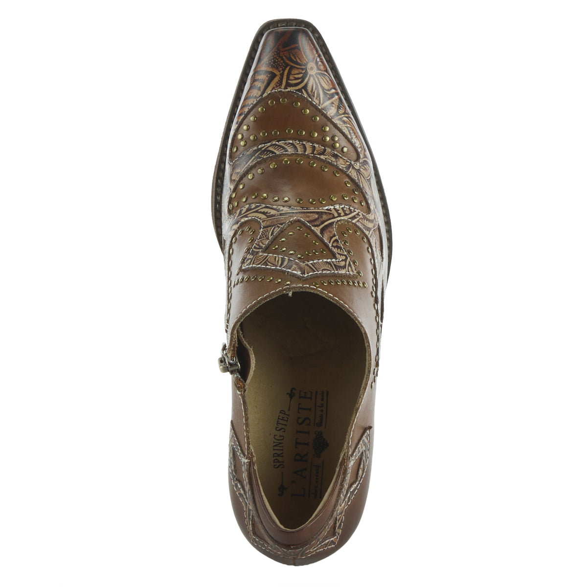 L'Artiste L'ARTISTE ZAPPA WESTERN SHOOTIE shoe in brown with handcrafted leather design