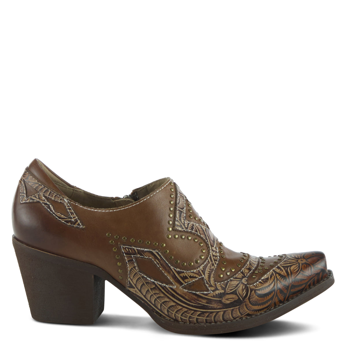 L'Artiste L'ARTISTE ZAPPA WESTERN SHOOTIE shoe in brown with handcrafted leather design