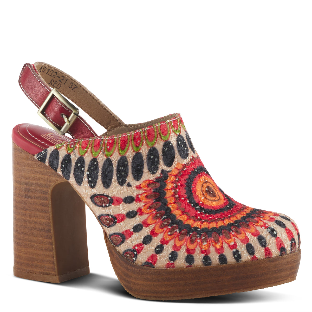 L'Artiste L'ARTISTE ZIPI SHOOTIE shoe in blue multi with handcrafted leather design