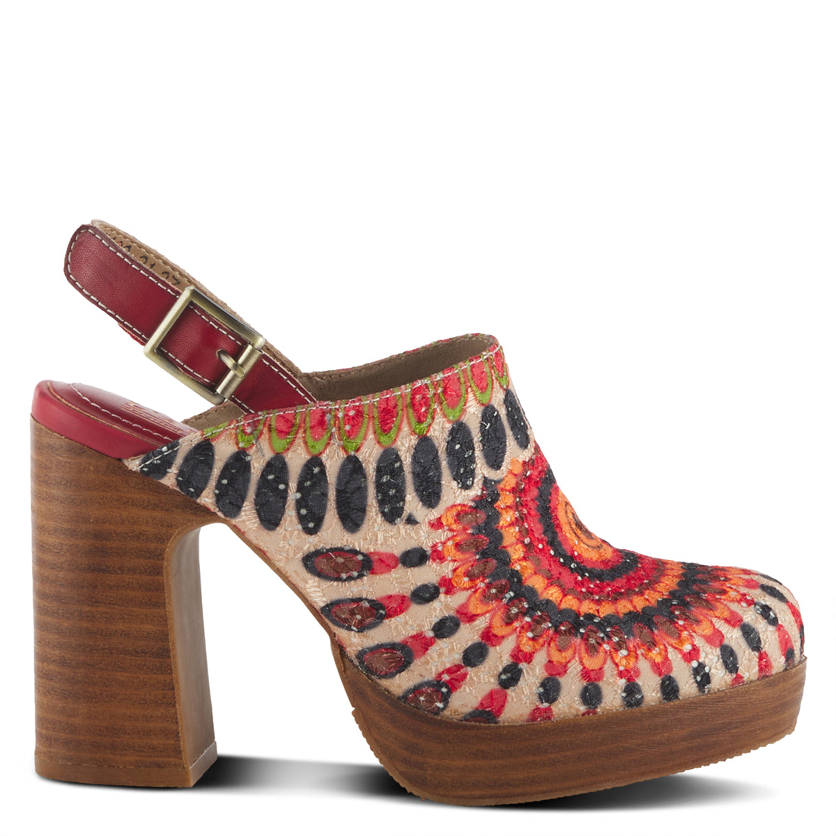 L'Artiste L'ARTISTE ZIPI SHOOTIE shoe in red multi with handcrafted leather design